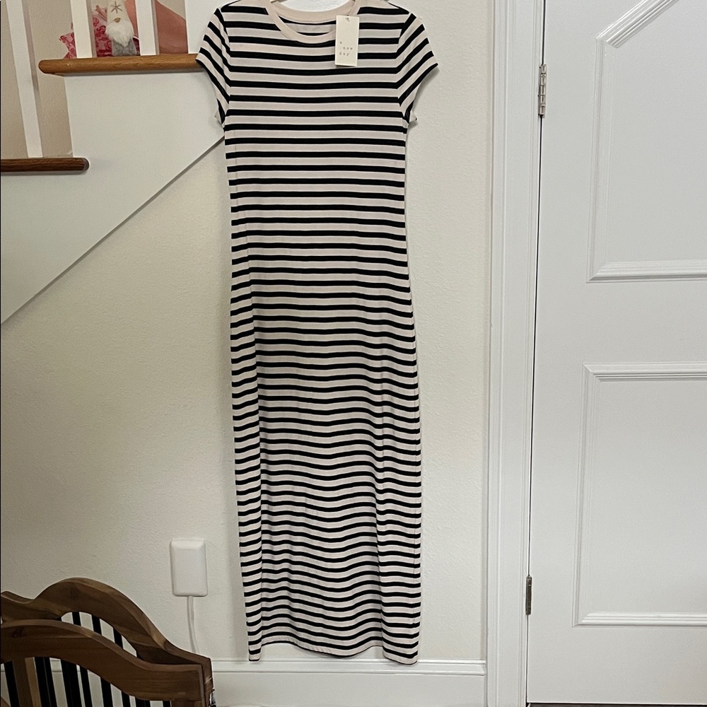 a new day Black and White Striped Maxi Dress